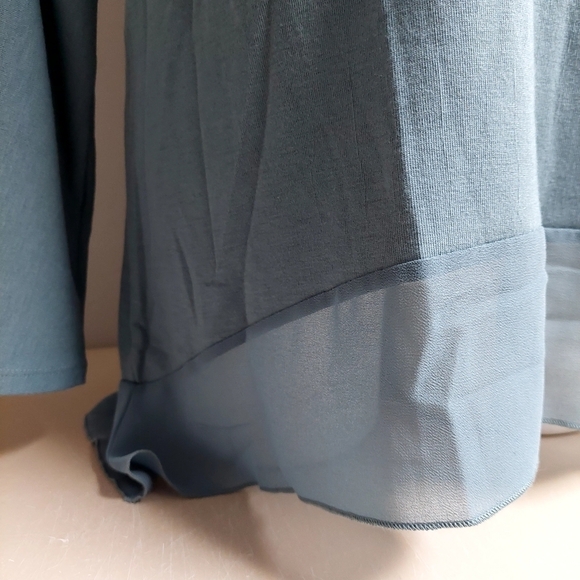 Soft Surroundings Blue Long Sleeve Tunic Top Oversize S Asymmetrical Chiffon - Picture 11 of 12